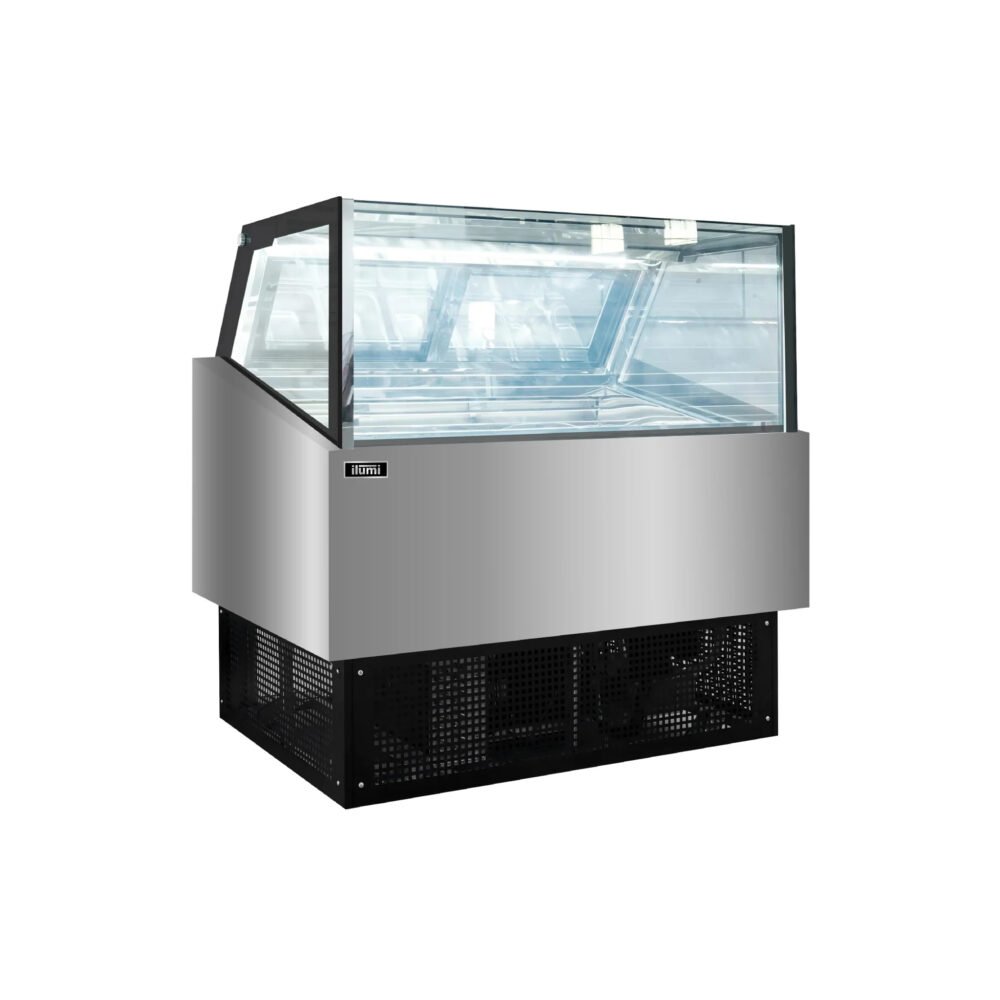 Congelador heladero recto con 12 pozas