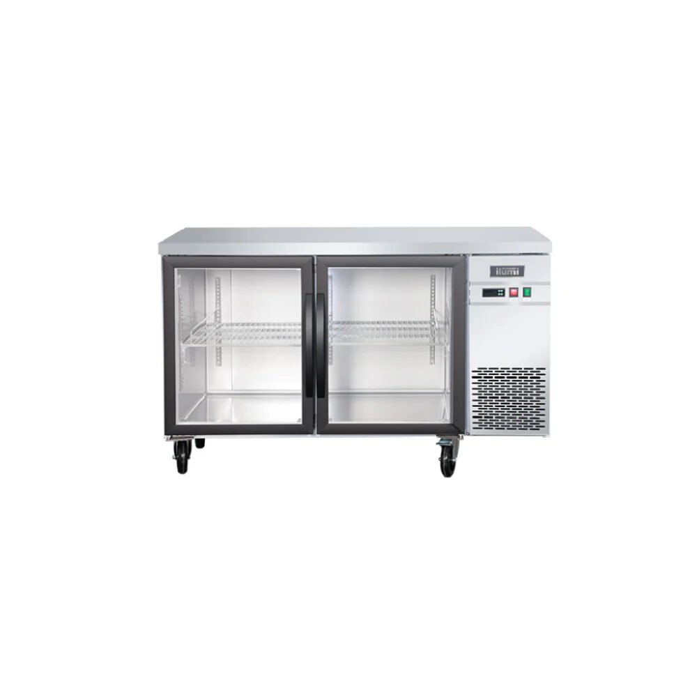 Mesa refrigerada de 320 litros con 2 puertas de vidrio