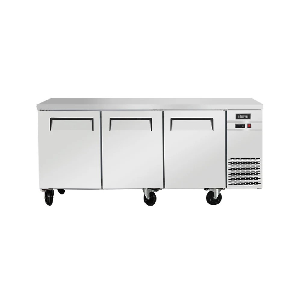 Mesa congeladora de 460 litros con 3 puertas sólidas